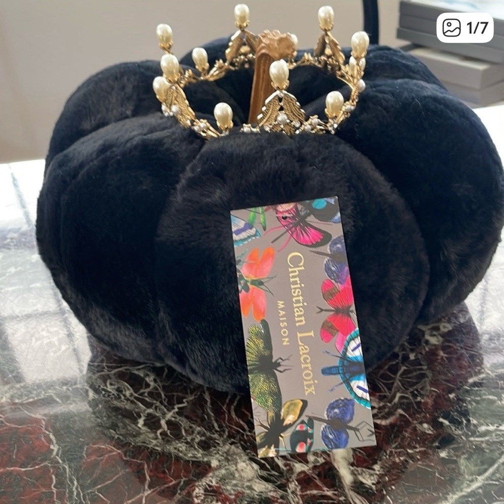 Christian Lacroix Black Pumpkin with Gold Crown and Pearls
